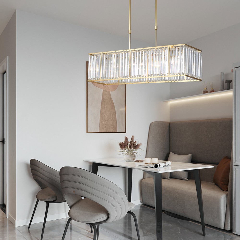 Modern Rectangular Crystal Chandeliers Pendant Ceiling Light for Dining Room HOT