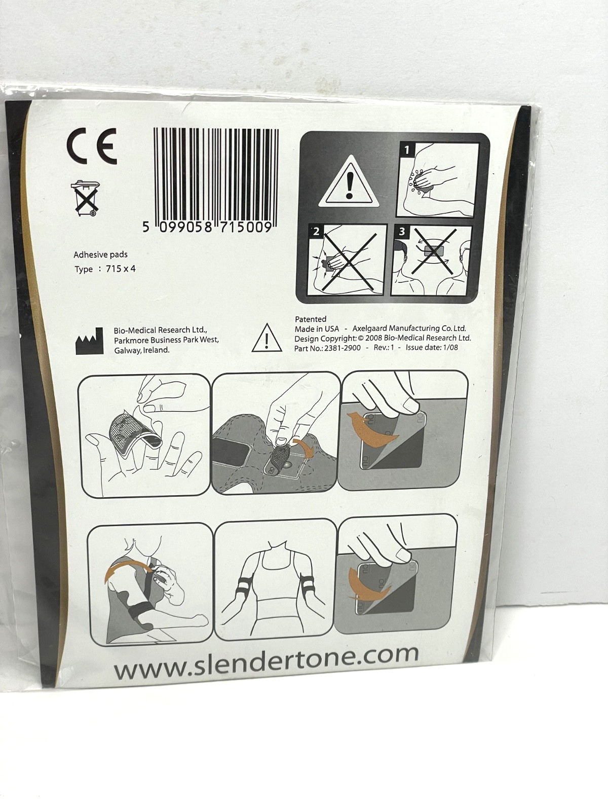 SLENDERTONE TONING SYSTEM ARMS ADHESIVE GEL PADS 4 COUNT