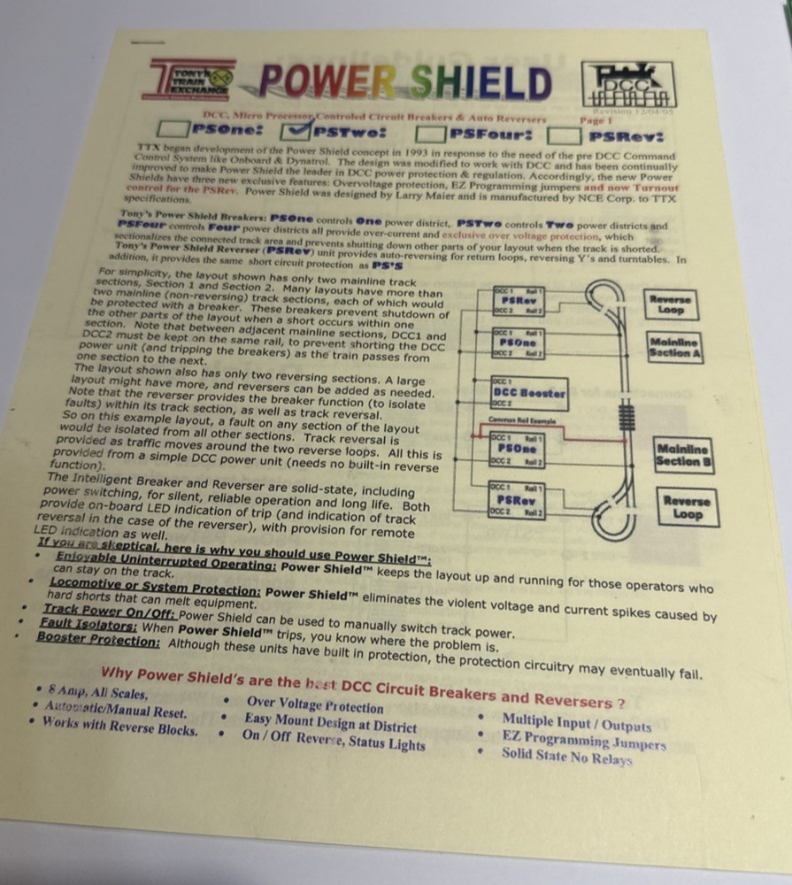 HO SCALE PS2 POWER SHIELD FOR DCC PROTECT YOUR CONTROLS