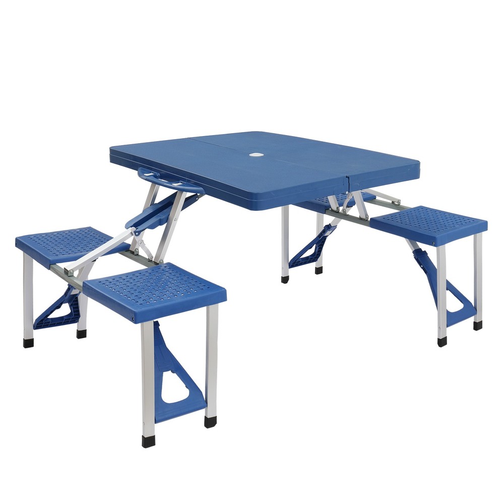 Siamese Folding Tables & Chairs Set in Thickened PS Plastic.