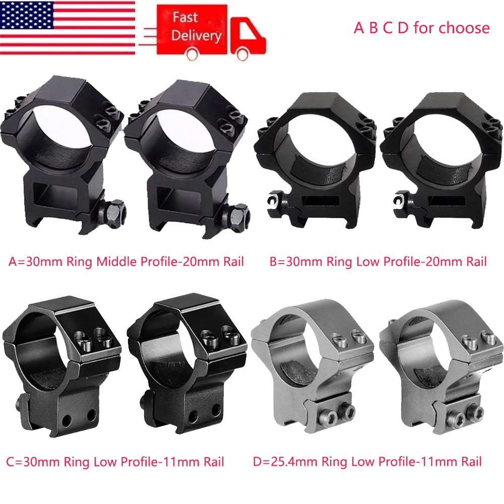 30mm Middle/Low Profile Scope Rings Mount/1 Inch Ring Scope Low Profile Mount US