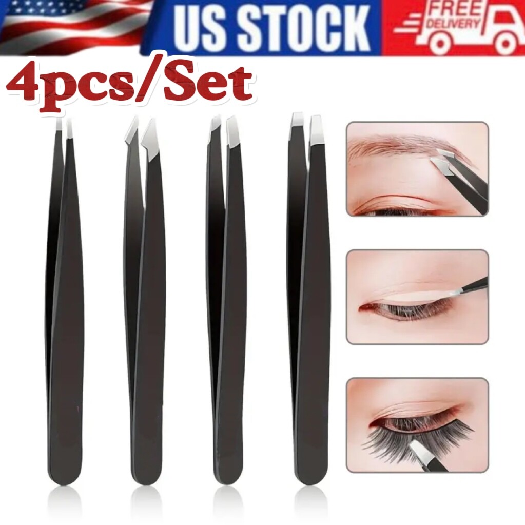 Eyebrow Tweezers Eyebrow Clip 4Piece Hair Beauty Pluckers Stainless Steel