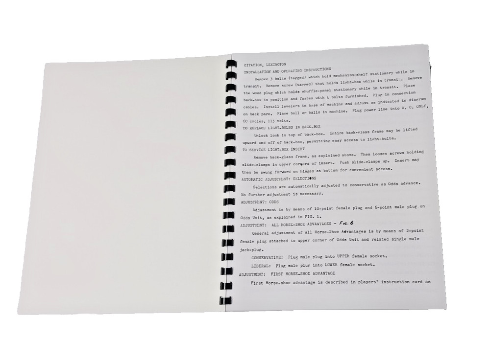 Bally Citation manual + Schematic 1948, Pinball Machine