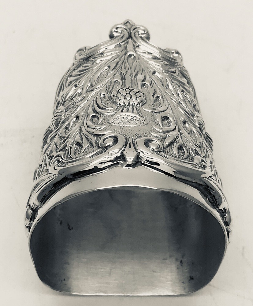 60mm Soild Silver Scottish Thistle/schroll Napkin Ring