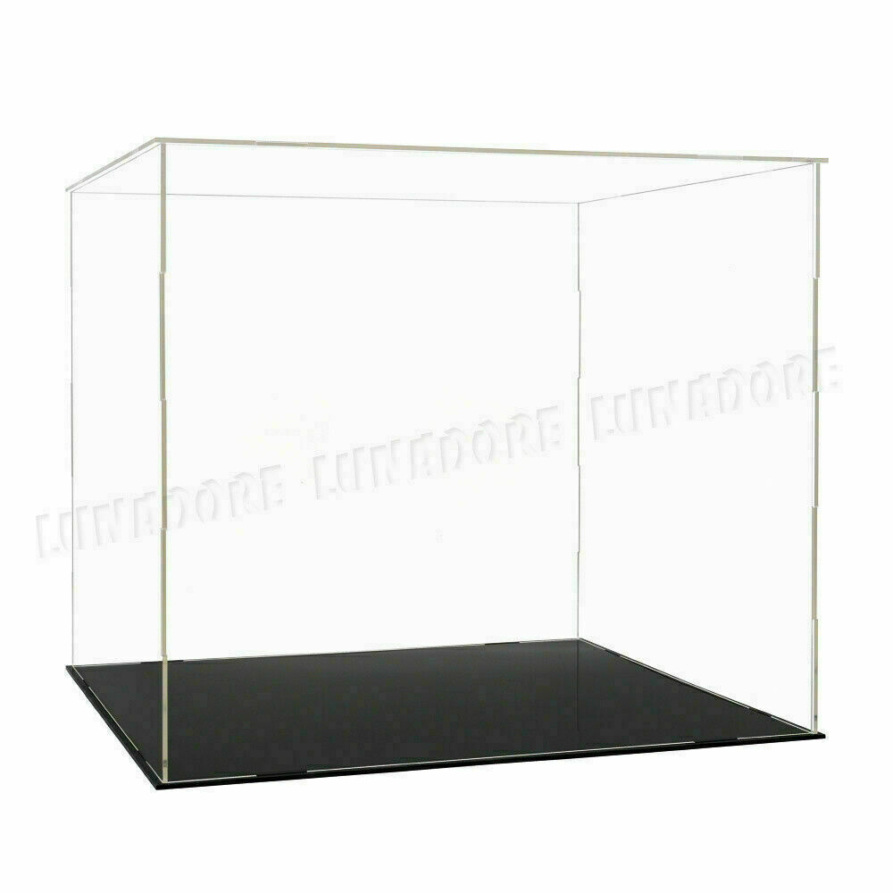 US 16"/40cm Acrylic Plastic Display Box Big Perspex Case Dustproof Self-Install