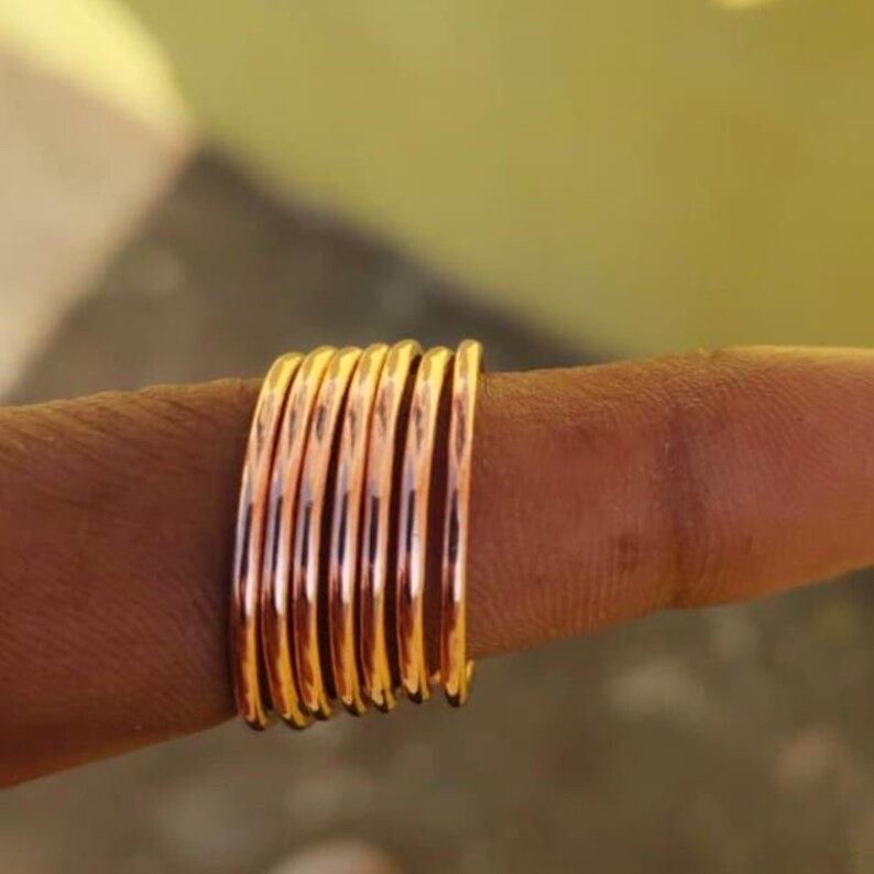 Handmade Copper Stacking Rings | Minimalist Band Ring Set
