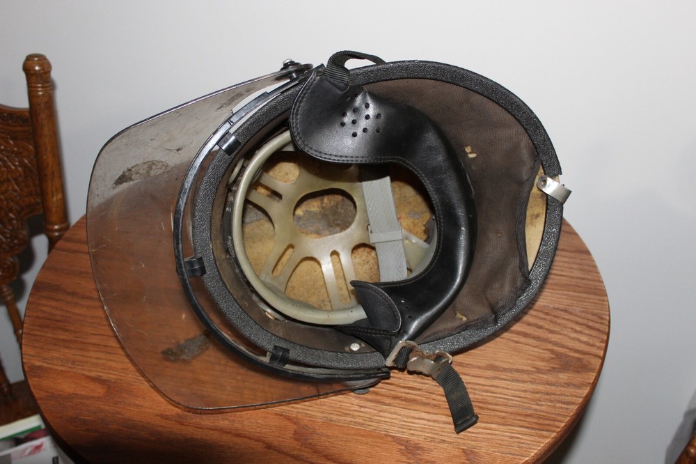 Used Fire Helmet With Face Shield Yellow