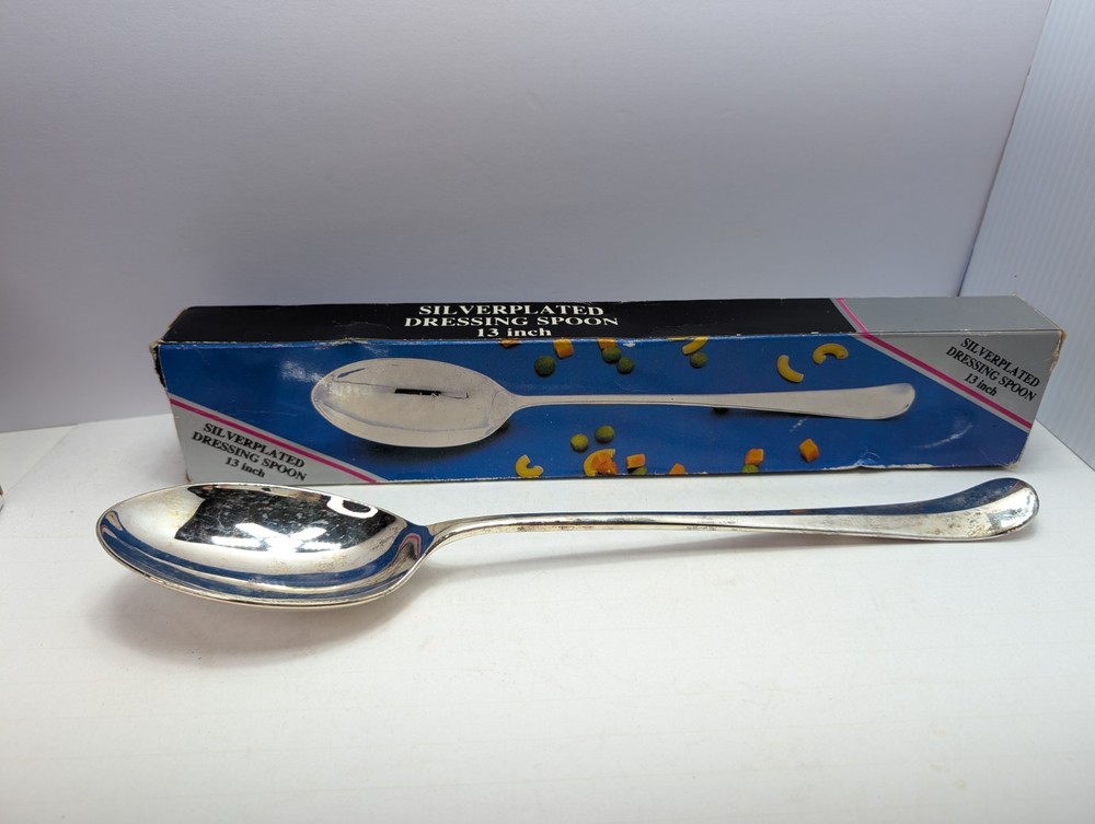 SILVERPLATED DRESSING SPOON 13" NEW IN BOX GODINGER SILVER 1987 WRAPPED