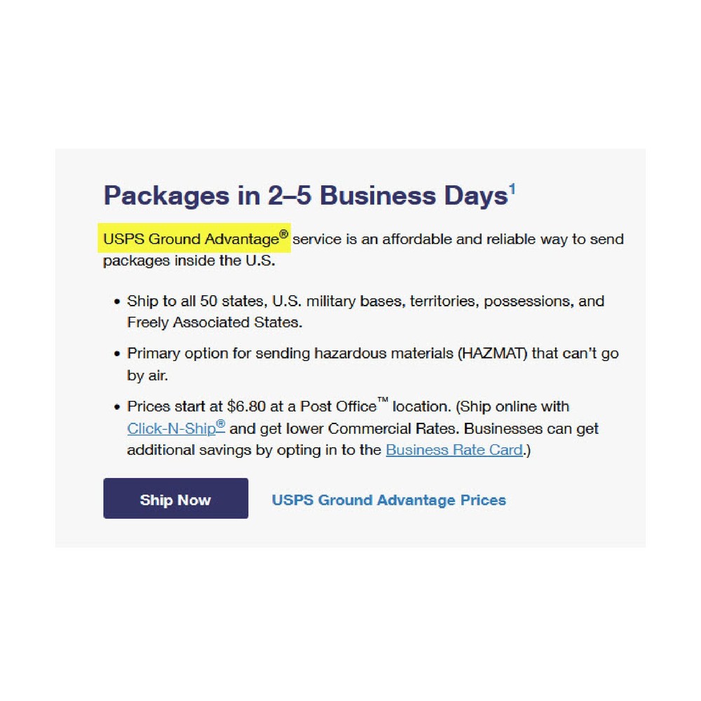 USPS Ground Advantage Mail Service