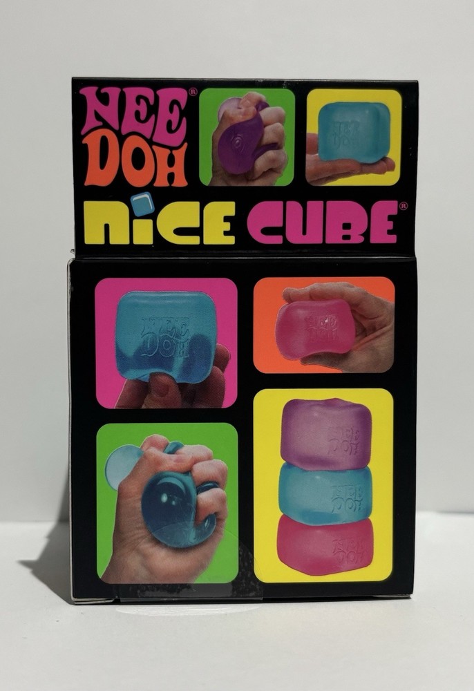 Schylling Nee Doh Nice Cube Super Solid Squish Blue Squeeze Toy