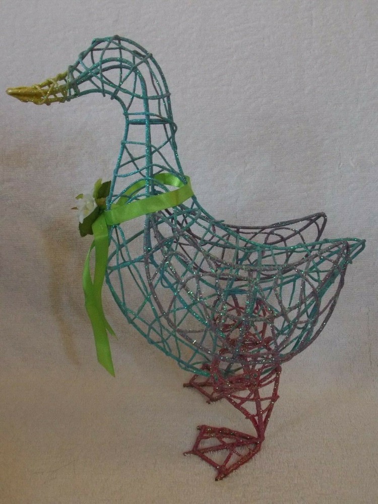 Glitter Metal Easter Duck Figurine