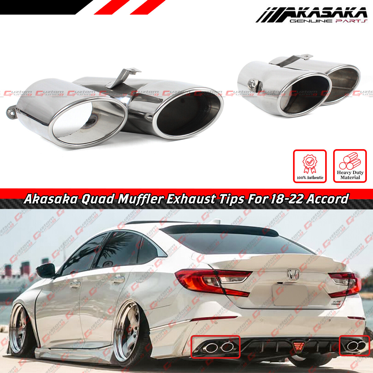 FOR 18-2022 HONDA ACCORD SPORT TOURING AKASAKA QUAD TIP MUFFLER EXHAUST FINISHER