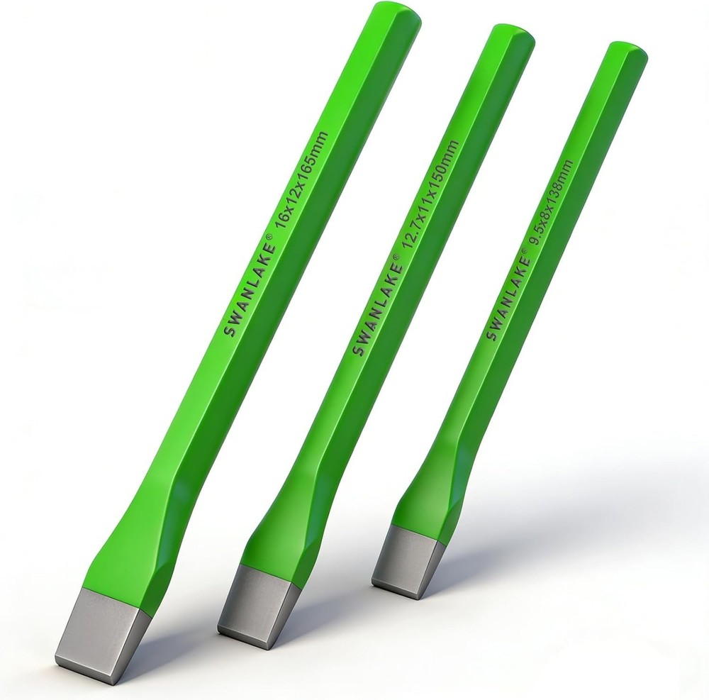 Impact-Ready 3-Piece Chisel Set - Heat-Treated Performance, Sharp Cutting Edge