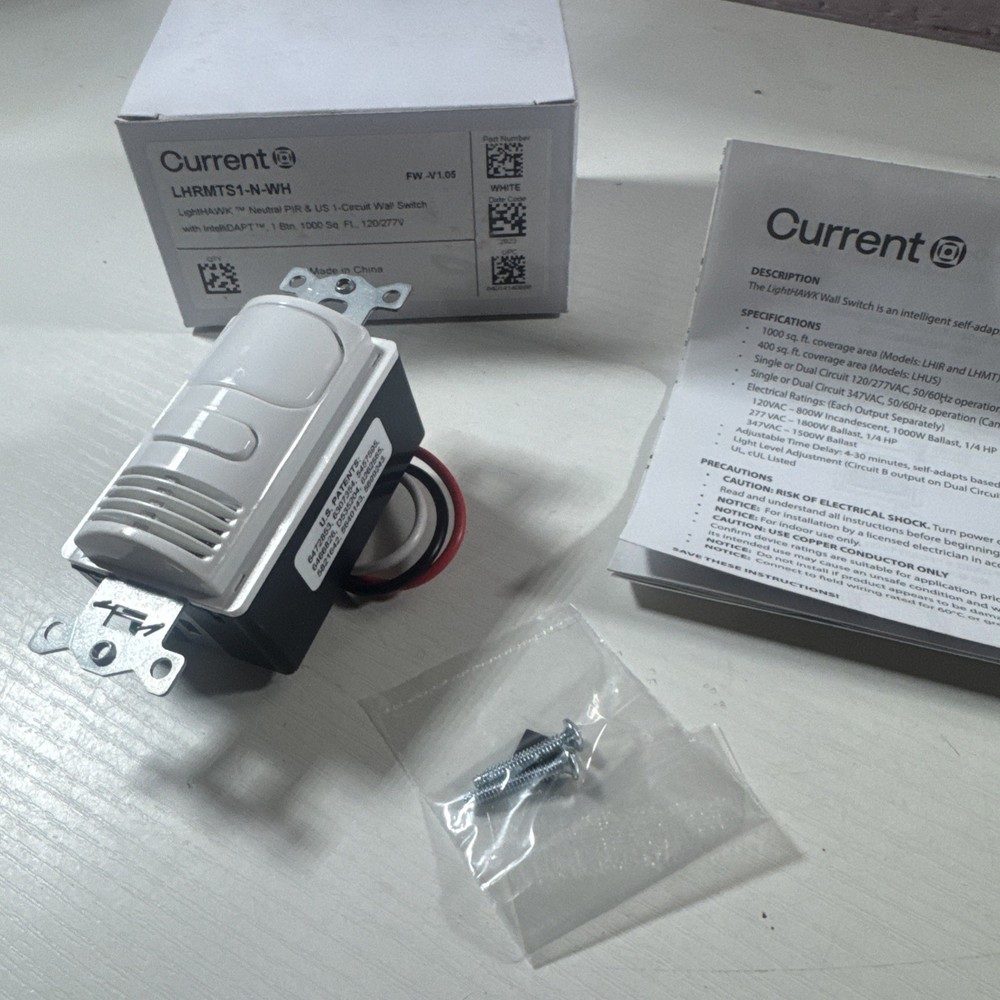 Current LightHAWK 1 Circuit White Wall Switch Sensor LHRMTS1-N-WH