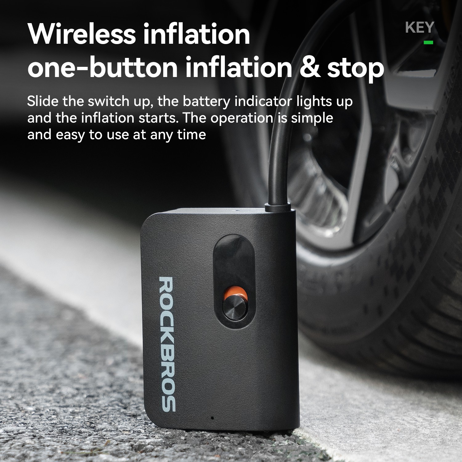 ROCKBROS Electric Pump Mini Bike Tire Pump 70PSI Portable 2600mAh Type-C Gravel