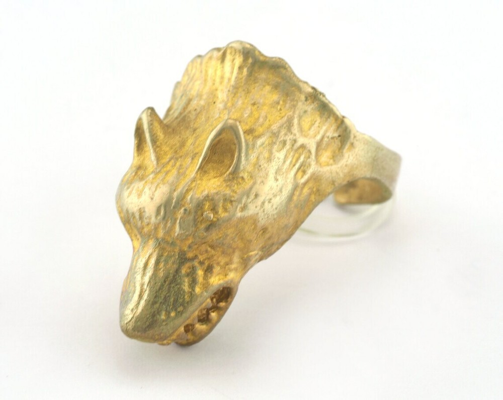 Wolf Beast Adjustable Ring Raw Brass (19mm 8.5US inner size) 2886