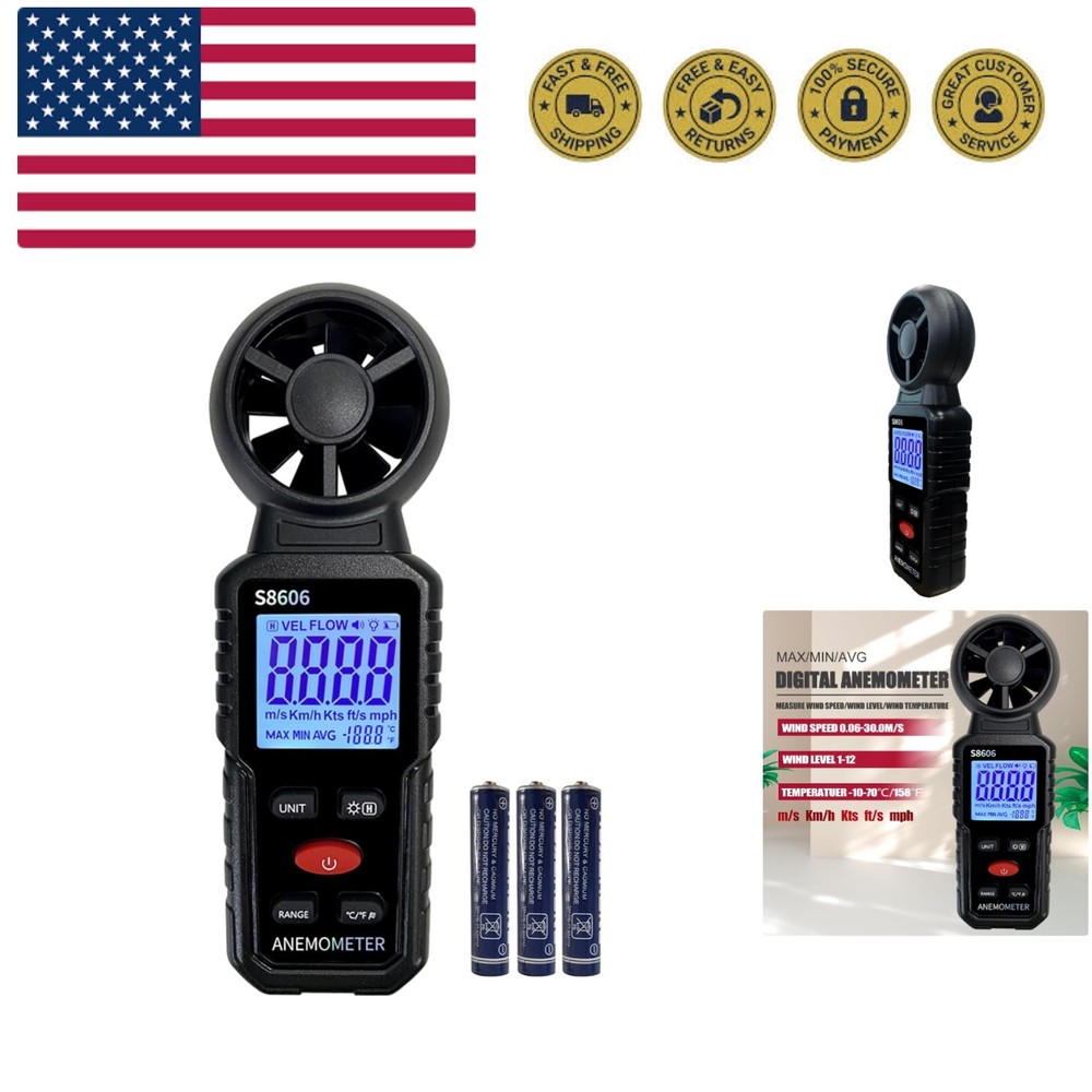 3 in 1 Handheld Anemometer Wind Speed Meter Gauge Speedometer Wind Level Test...