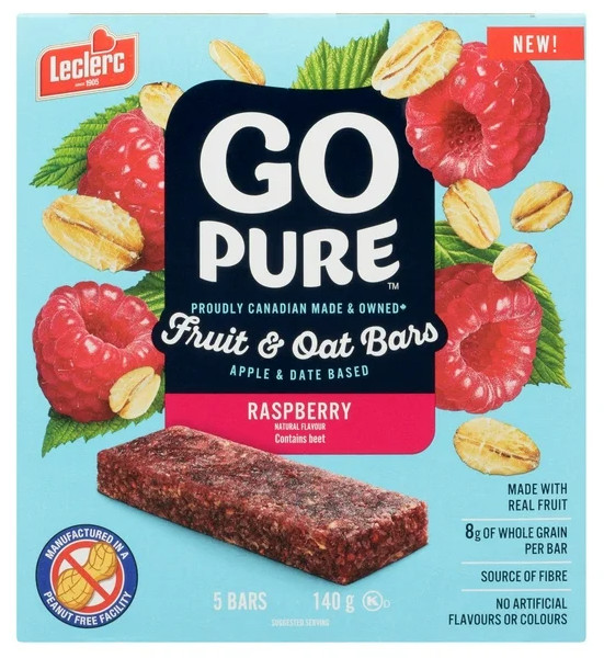Go Pure Raspberry Fruit & Oat Bars, 5 Bars, 140g (3 Pack)