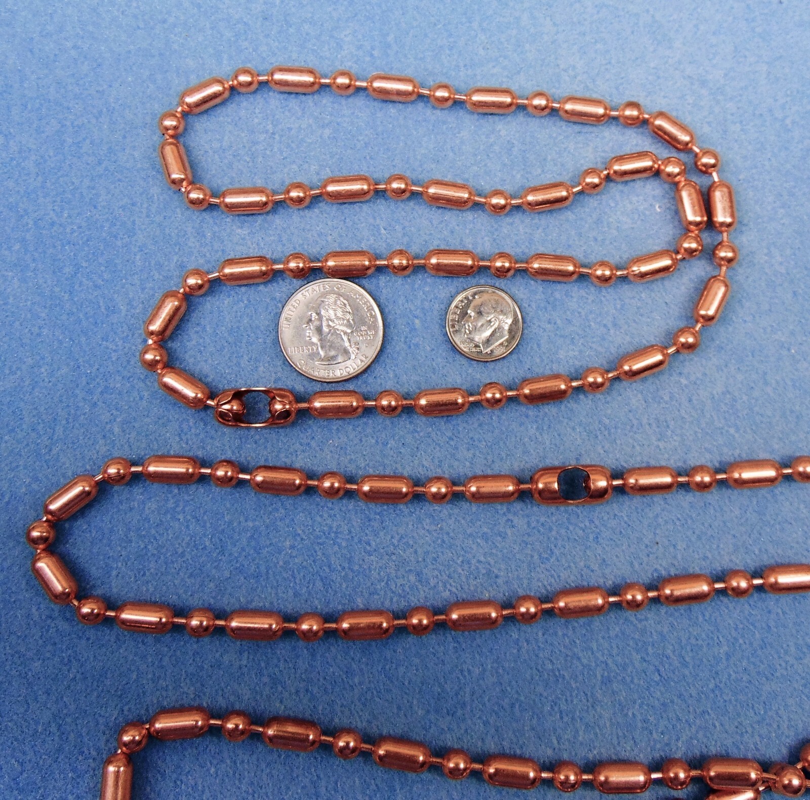 100% COPPER Ball + Bar Chain ~ NECKLACES ~ 6.3mm bead ~ #13 size Various Lengths