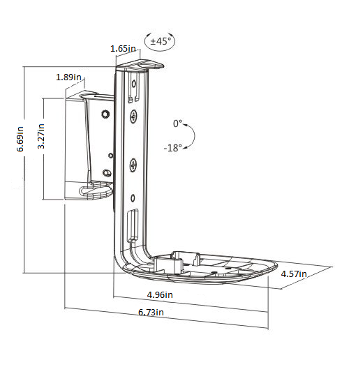 ynVISION Adjustable Wall Mount Bracket Sonos One,One SL,and Play:1 | 2 PACK |