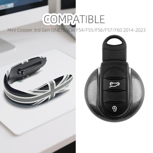 Car Key Fob Cover Replacement Compatible with Mini Cooper 3rd Gen Grey
