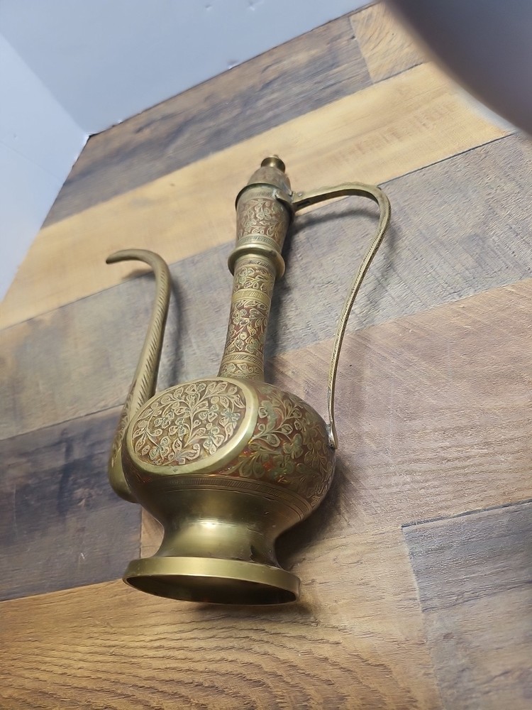 Vintage Middle Eastern Brass Tea Pot Pitcher