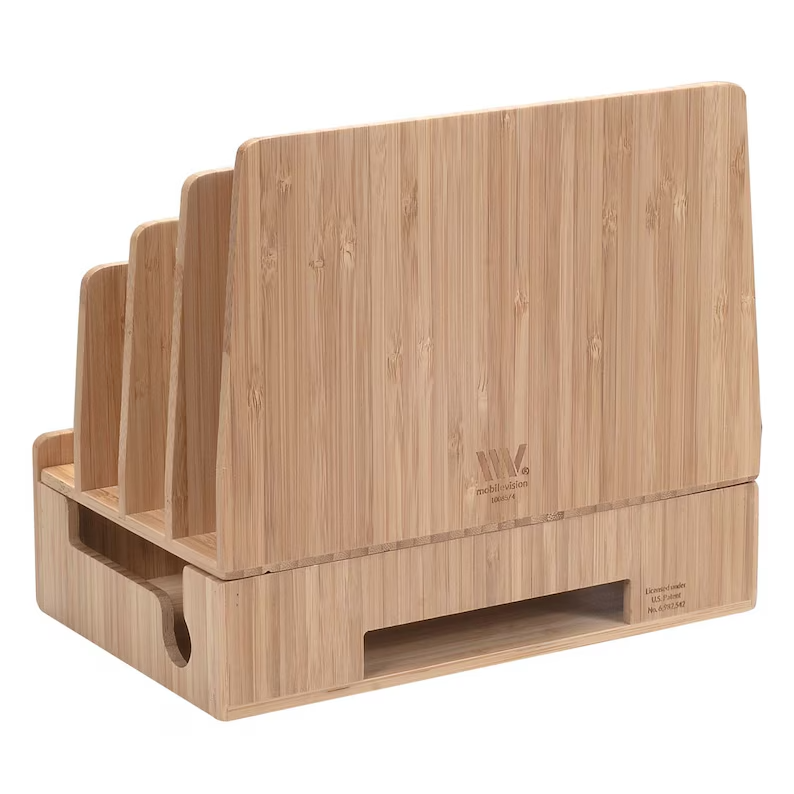 MobileVision Bamboo Charging Station & Multi Device Organizer Slim Version