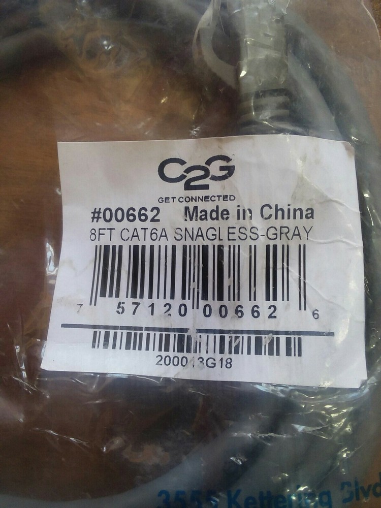 C2G 00662 C2G 8ft Cat6a Snagless Unshielded (UTP) Network Patch Cable - Gray -