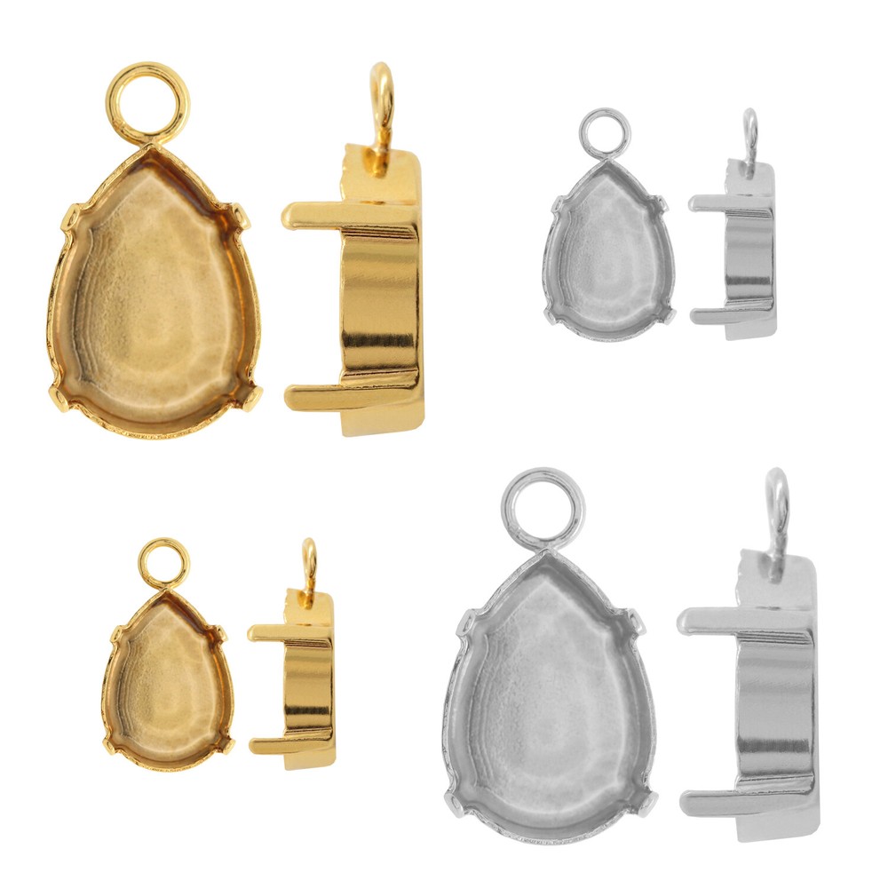Brass Bail/Base with 1 Loop for Embedding Pear Shape Crystals * Choose Color