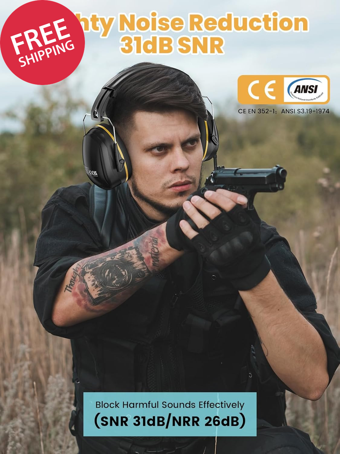 Noise Reduction Ear Muffs, Noise Cancelling Headphones for Adults, Kids Autism S