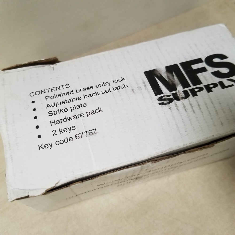 MFS Supply 67767 Polished Brass Entry Lock, Adjustable Back-Set Latch