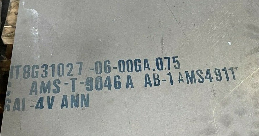 Titanium Sheet 6AL4V 12" x 12" x .075"