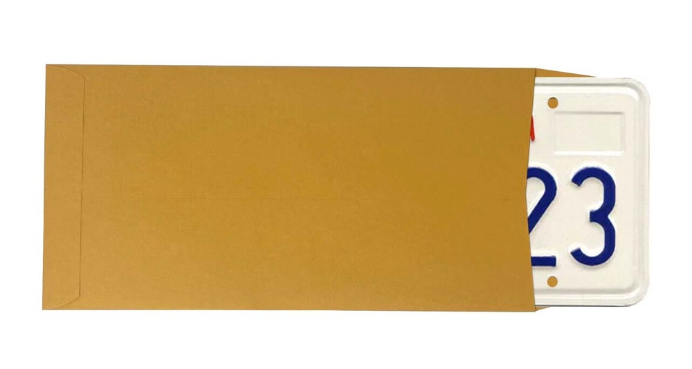 Blank License Plate Envelopes - Moisten & Seal Flap (100 Per Pack)