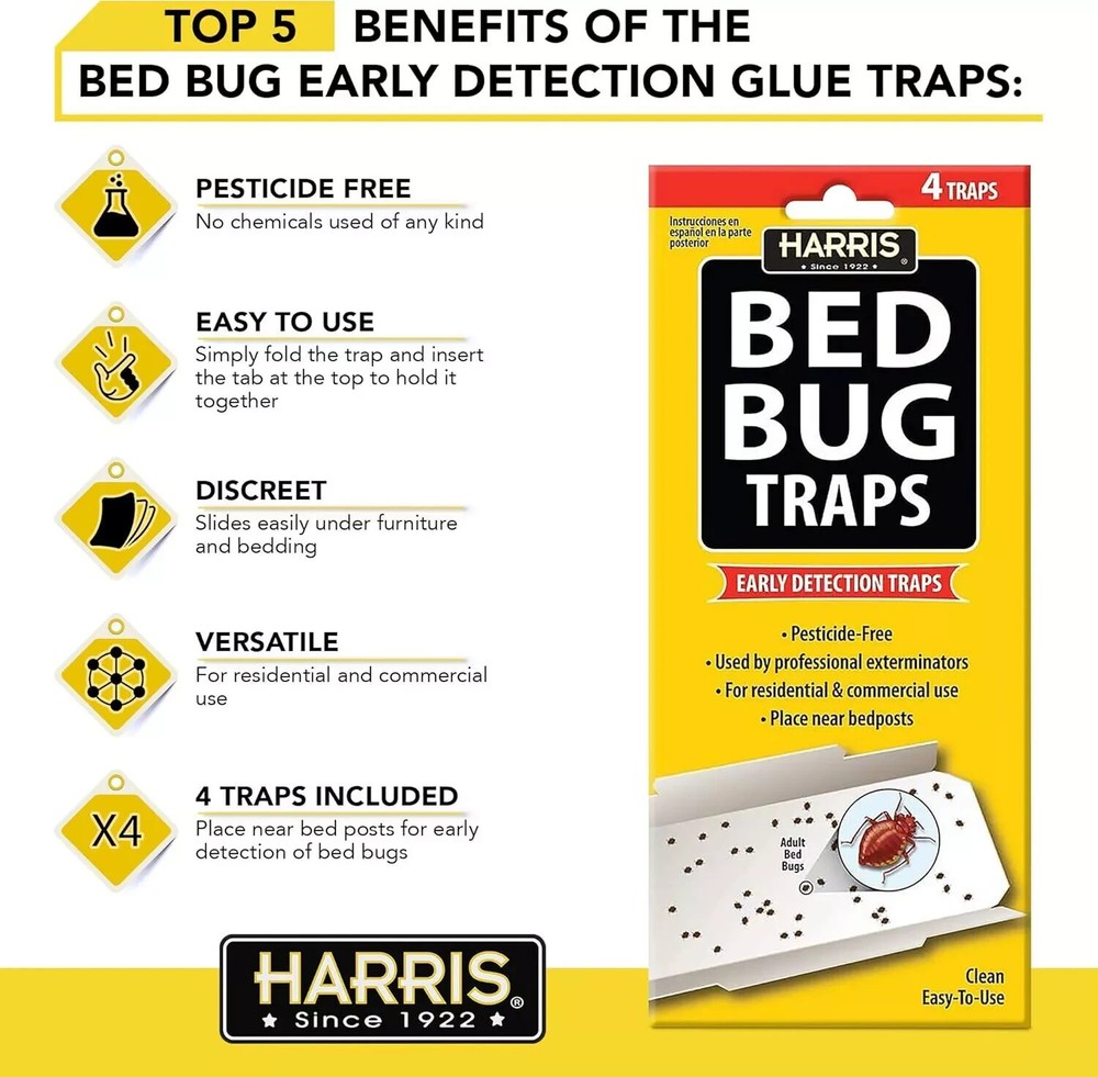 Harris Bed Bug Early Detection Glue Traps (4/Pack)
