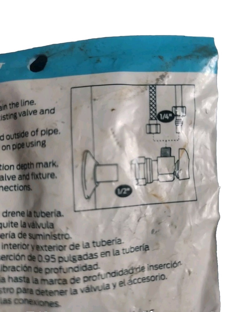 SHARKBITE ANGLE STOP 1/2 x 1/4 new in bag.