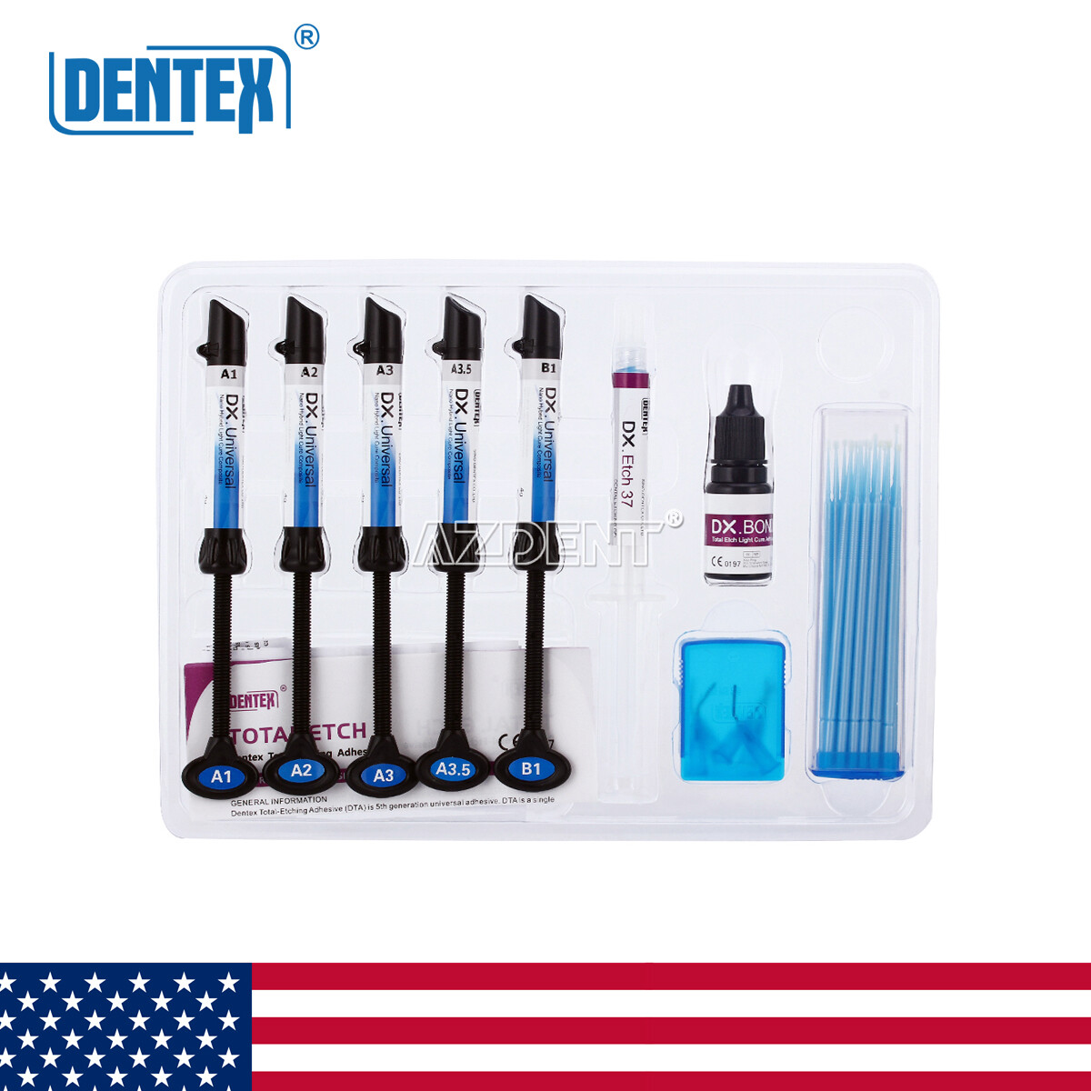 Dentex Dental Light Cure Hybrid Resin Composite Restoration 6 Syring Kit A1-B1