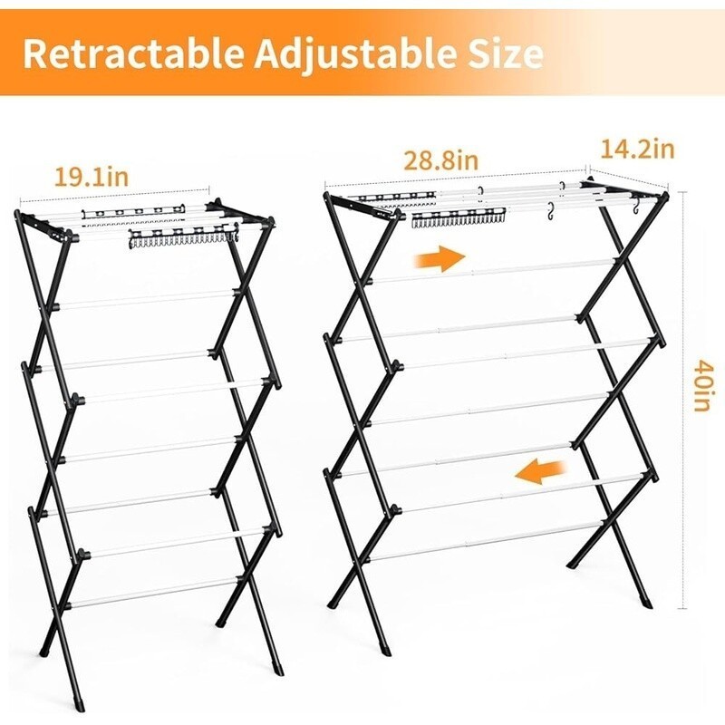 Foldable Clothes Drying Rack Indoor Outdoor Collapsible Space Saving Iron Frame