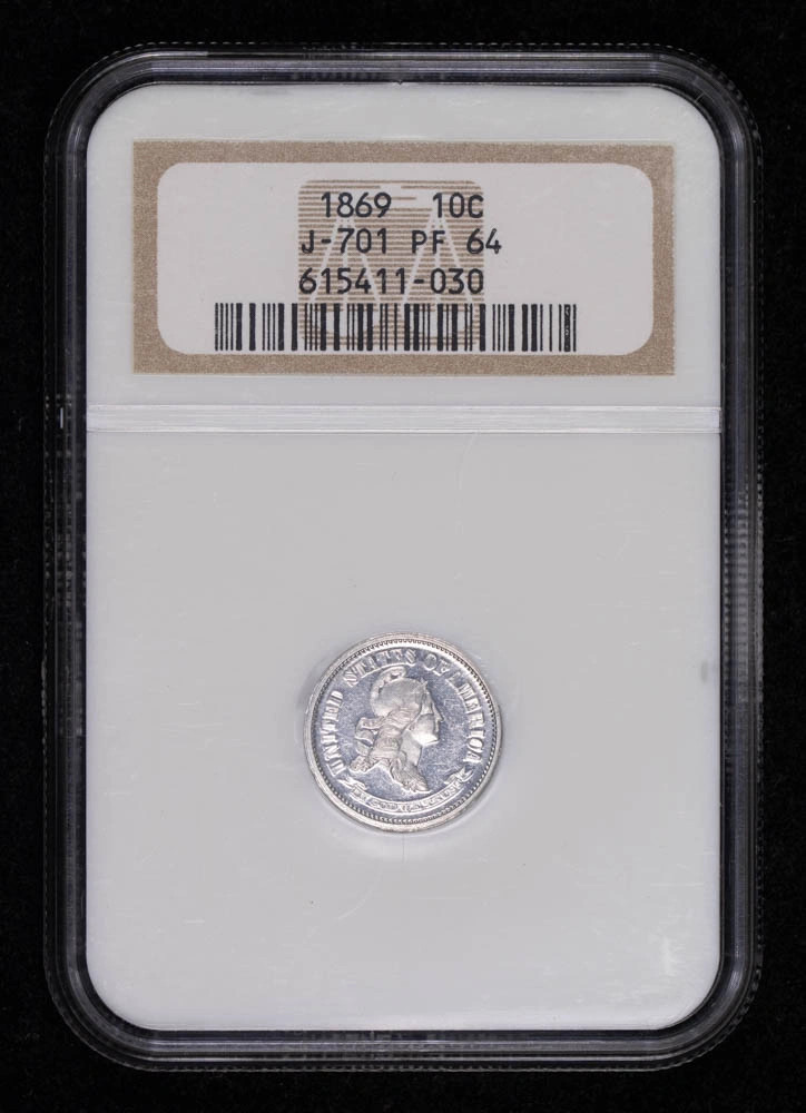 1869 Pattern Coin 10c NGC PF-64 J-701 Proof