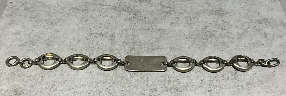 WW2 US Army Infantry School Sterling Silver Follow Me 6.75” Sweetheart Bracelet