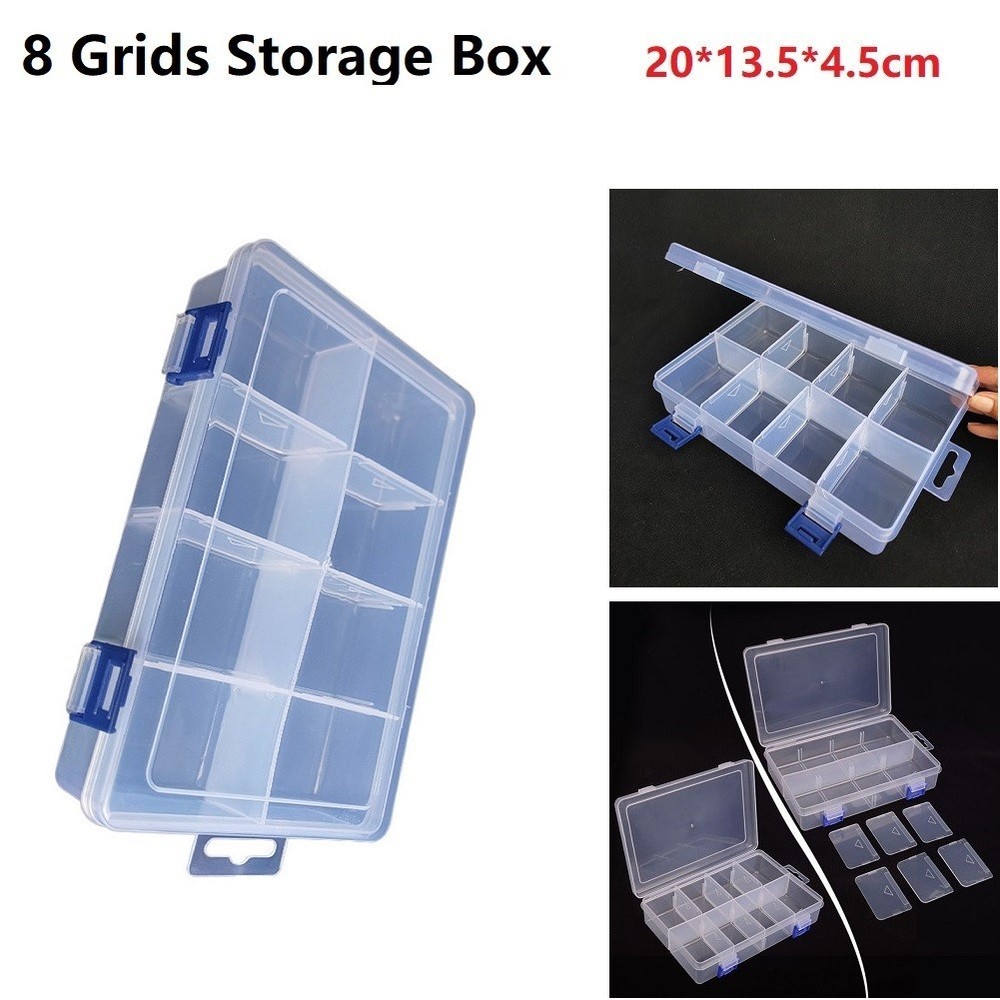 Adjustable 8 Grids Compartment Plastic Storage Box Screw Holder Case Organizer