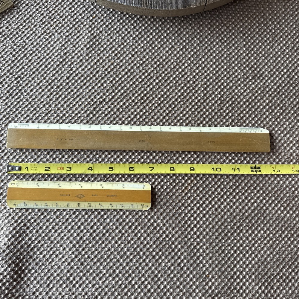 Bruning 2062  and BK Elliott Co 2558 Drafting Rulers