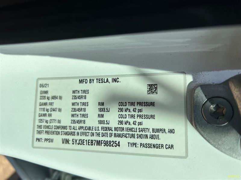 TESLA 3 2021 Camera/Projector 3235292