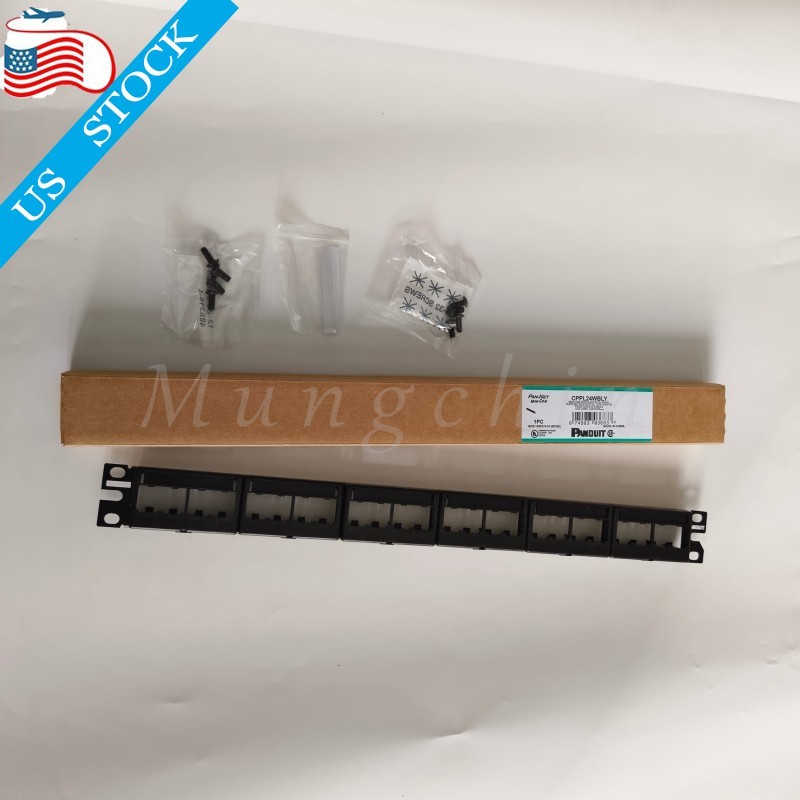 Set Mini Com Modular Patch Panel For Panduit CPP24WBLY Cat 6, 5E w/ Faceplates