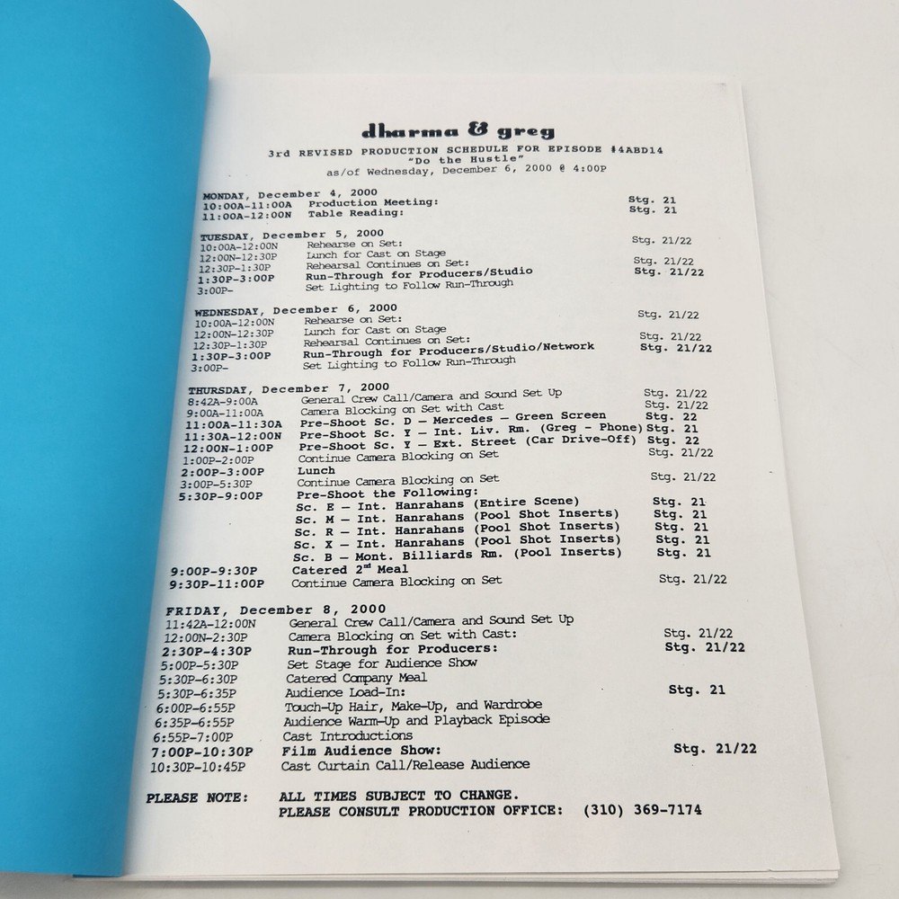 DHARMA & GREG 2000 TV Script Do The Hustle #4ABD14 Final Draft Chuck Lorre