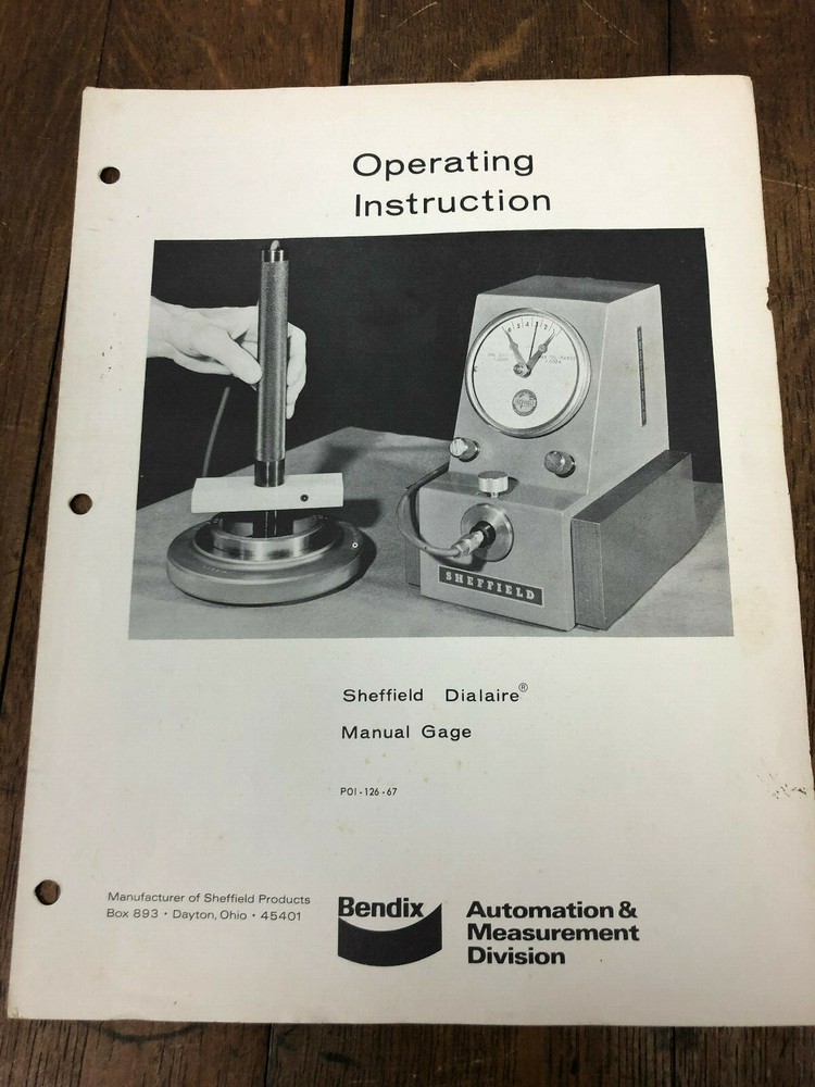 Bendix Sheffield Dialaire Manual Gage Operating Instructions
