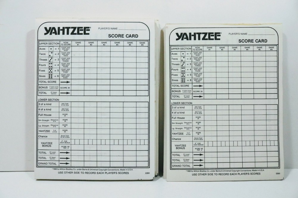 Vintage Game Yahtzee from 1982