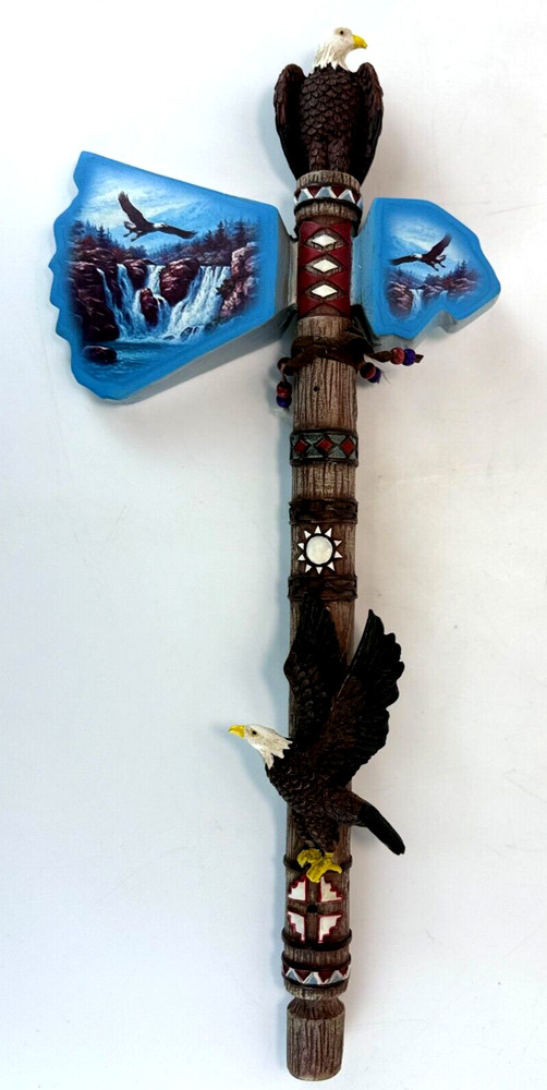 Decorative Tomahawk With American Bald Eagles Wall Hanging Composite Material
