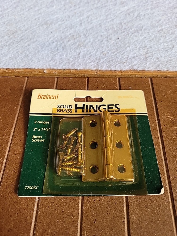 Brainerd Solid Brass  Hinges #7200XC ~1 3/8" x  2" ~(2-Hinges) with Brass Screws