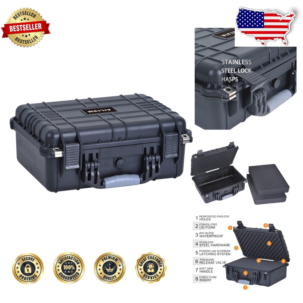 Pro Black Waterproof Camera Case, Drone Ready, Pick-and-Pluck Foam Insert