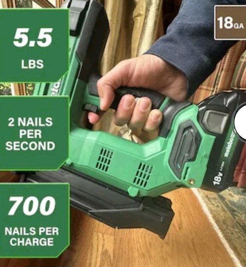 Metabo HPT 18V Cordless 18-Gauge Brad Nailer Kit Batt+Charge, Brushless NT1850DG